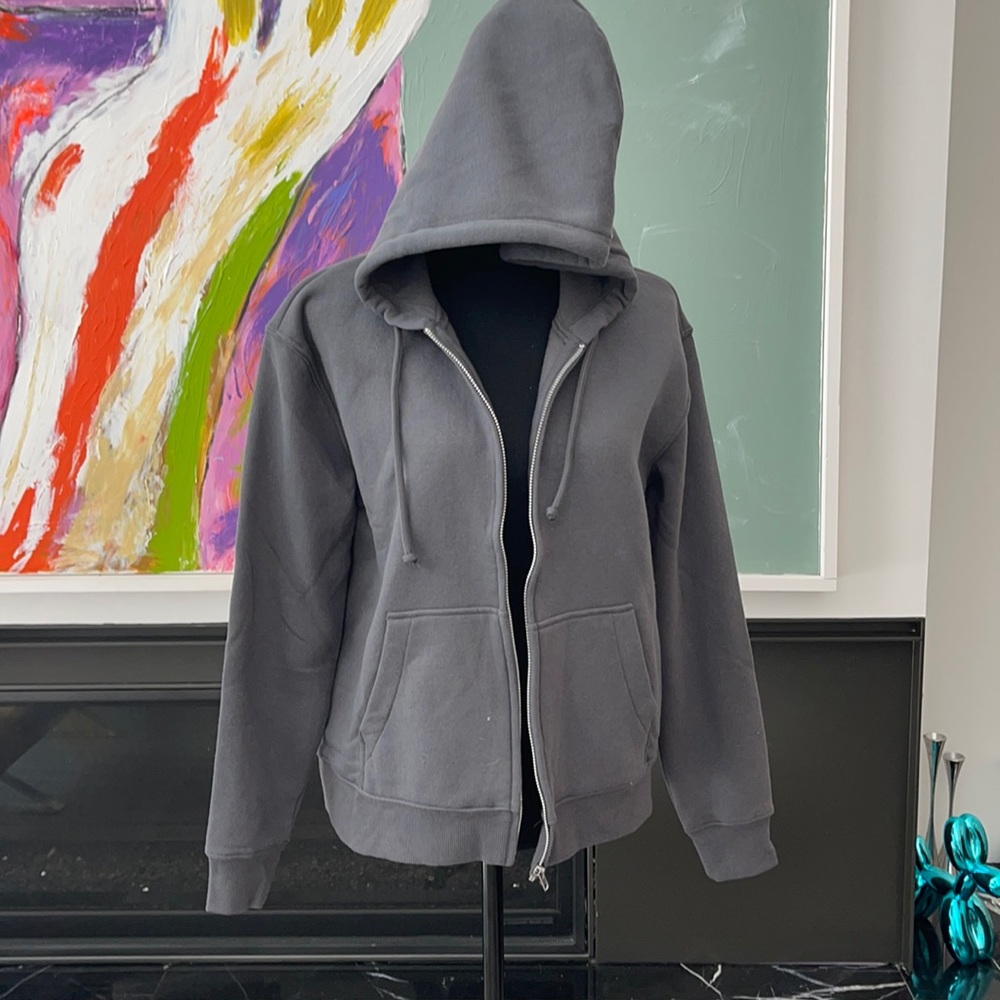 H&M Zippered Hoodie in Charcoal